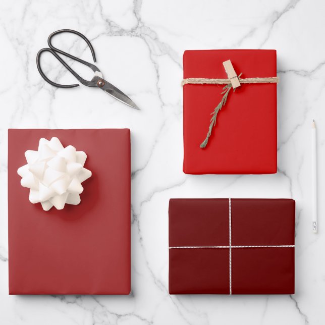 Schlicht Boston Blood Auburn Red Shades 3 Tones Geschenkpapier Set (Vorderseite)