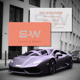 Schlicht Coral Light Gray Modern Einfach mit Monog Visitenkarte