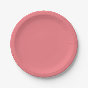 Schlicht dunkles Korallenrosa in fester Farbe Pappteller