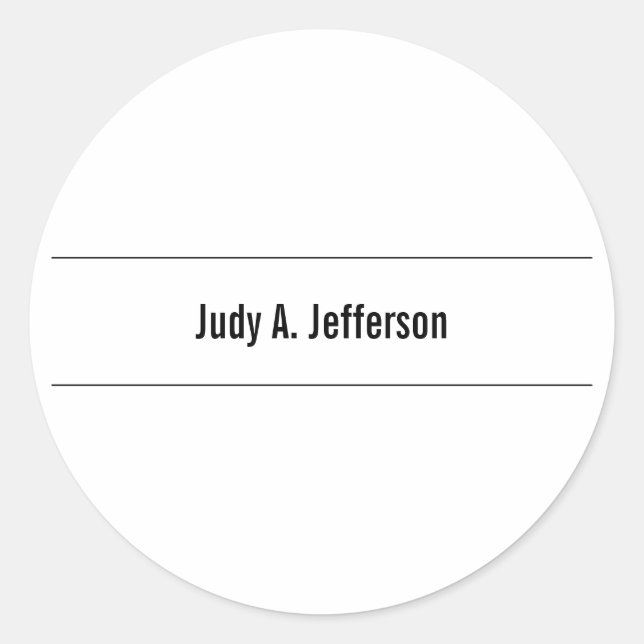 Schlicht Einfach klassisch Minimalistisch Runder Aufkleber (Vorderseite)