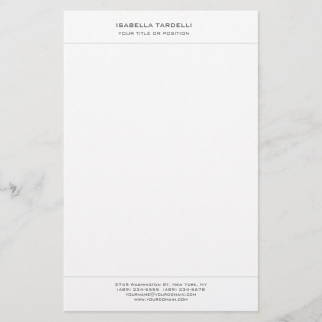 Schlicht Einfach Minimalistisch modern Beruflich Briefpapier (Vorderseite)