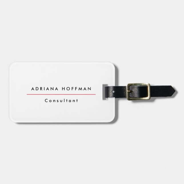 Schlicht Einfach Schwarz-weiße Minimalistische Gepäckanhänger (Vorderseite horizontal)