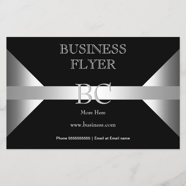 Schlicht Einfache Silber Schwarz-weiß Monogram 4D3 Flyer (Vorne)