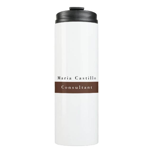 Schlicht Eleganbraun Minimalistisch Thermosbecher (Vorderseite)