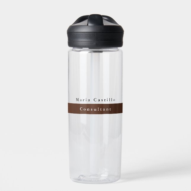 Schlicht Eleganbraun Minimalistisch Trinkflasche (Vorderseite)