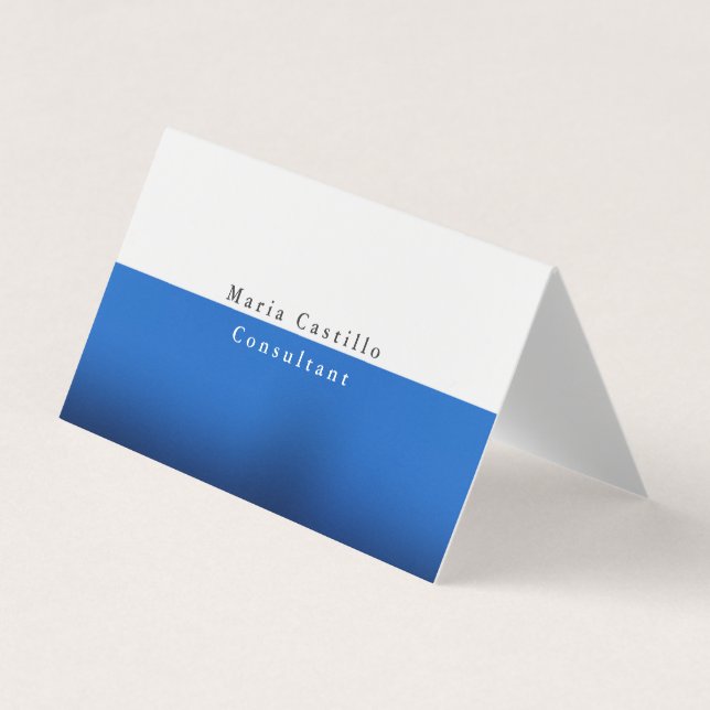 Schlicht Elegant Blau Minimalistisch Visitenkarten (Vorderseite)
