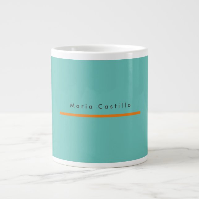 Schlicht Elegant Blue Orange Minimalistisch Modern Jumbo-Tasse (Vorderseite)