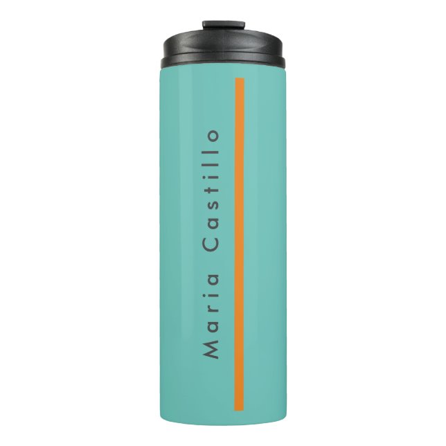 Schlicht Elegant Blue Orange Minimalistisch Modern Thermosbecher (Vorderseite)