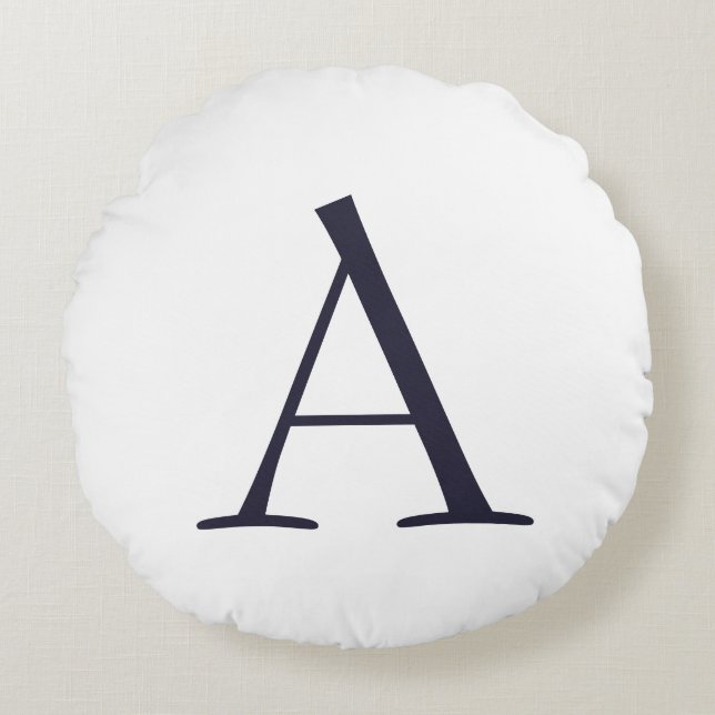 Schlicht Elegant Modern Monogram Initial Rundes Kissen (Vorderseite)