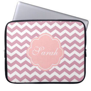 schlicht, elegant, modern, rosa Zickzack Laptopschutzhülle
