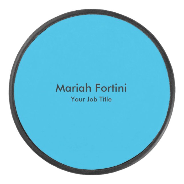 Schlicht Elegante Moderne Minimalistisch Blue Eishockey Puck (Vorderseite)