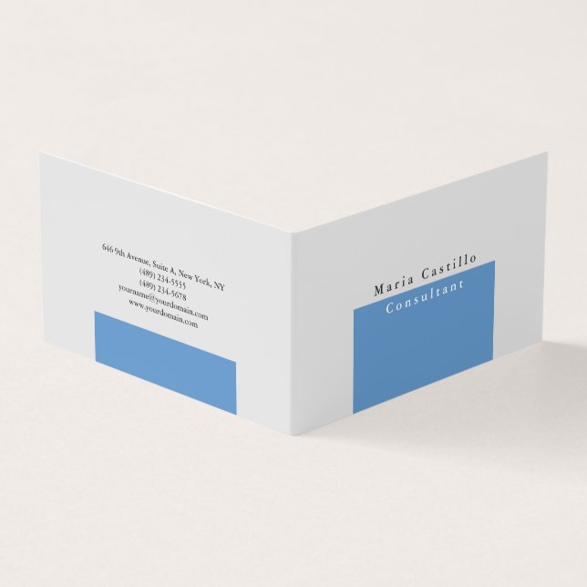 Schlicht Elegantes blaues Grau Minimalistisches De Visitenkarten (Vorderseite)