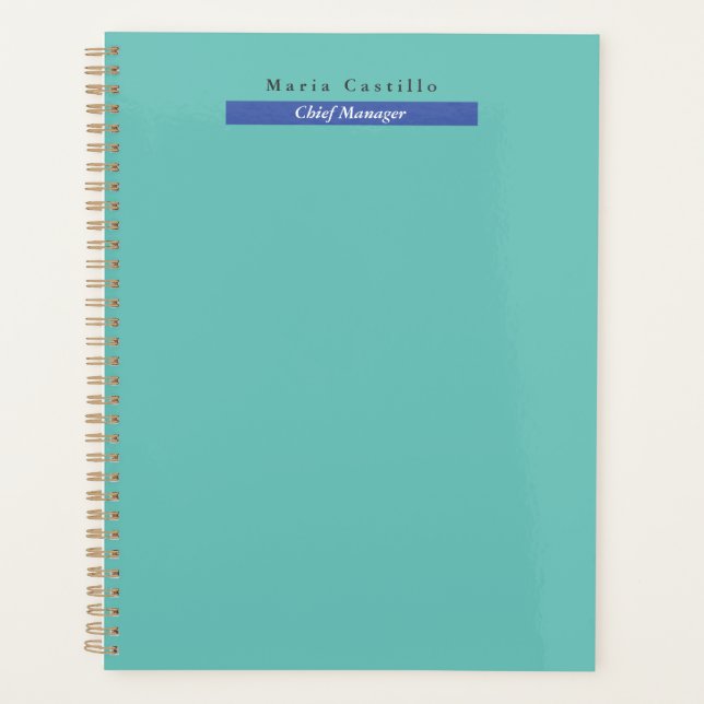 Schlicht Elegantes blaues Minimalistisches Design Planer (Vorderseite)