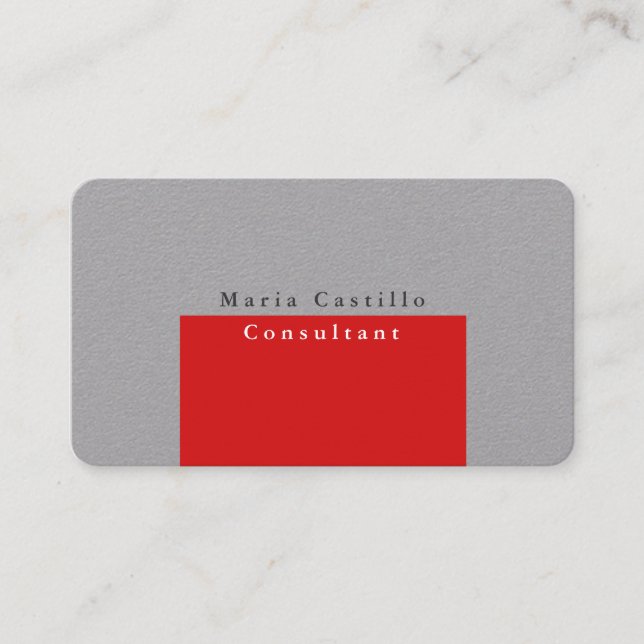 Schlicht Elegantes Rotes Grau Modernes, Minimalist Visitenkarte (Vorderseite)