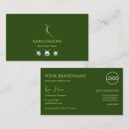 Schlicht Forest Green mit Monogram Logo und Juwele Visitenkarte