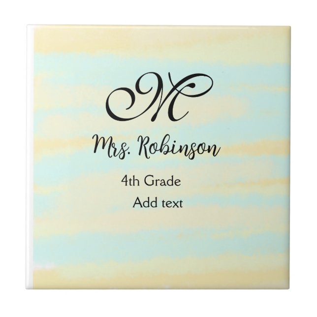 schlicht-gelb-blaue Aquarelllehrer Wertschätzung Fliese (Vorderseite)