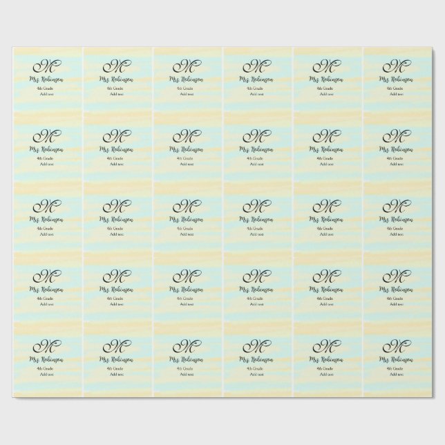 schlicht-gelb-blaue Aquarelllehrer Wertschätzung Geschenkpapier (Flach)