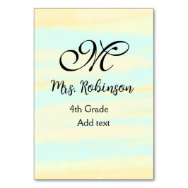 schlicht-gelb-blaue Aquarelllehrer Wertschätzung Tischnummer