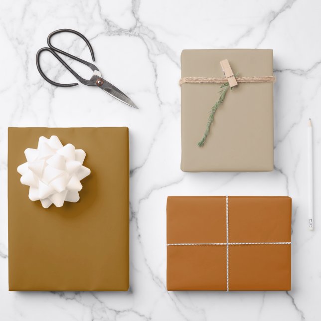 Schlicht Golden Khaki Light Brown Shades 3 Tones Geschenkpapier Set (Vorderseite)