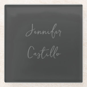 Schlicht Grau Minimalistisch Moderne Kalligraphie Glasuntersetzer