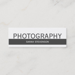 Schlicht-Graustreifen-weiße Fotografen-Visitenkart Mini Visitenkarte