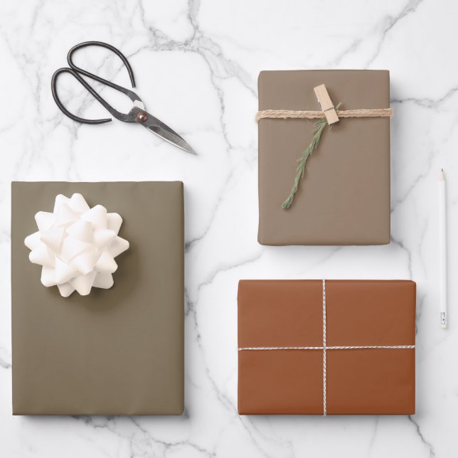 Schlicht Hawaiian Hardwood Brown Shades 3 Tones Geschenkpapier Set (Vorderseite)