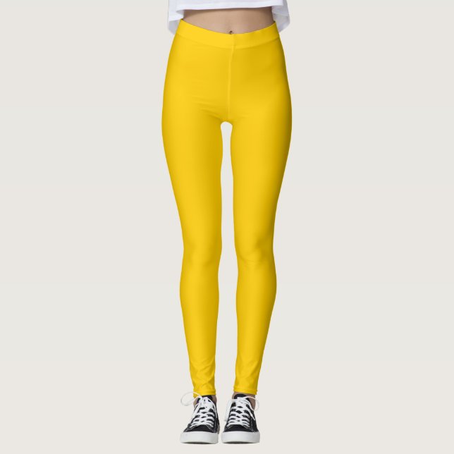 Schlicht-Hellgelbe Leggings (Vorderseite)