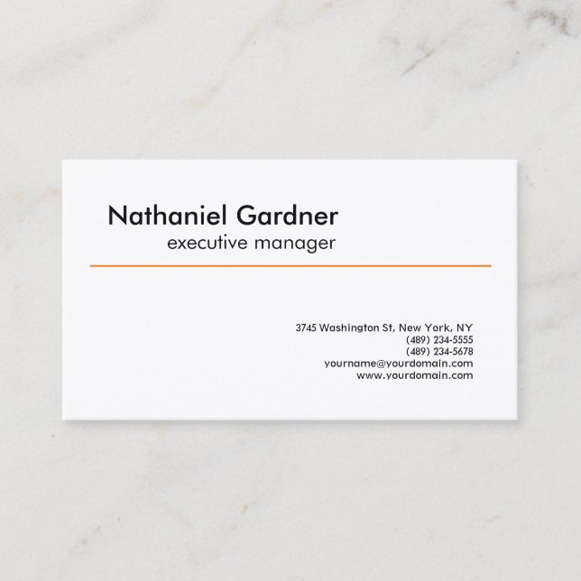 Schlicht kreativ Modernes Minimalistisches Orangen Visitenkarte (Vorderseite)