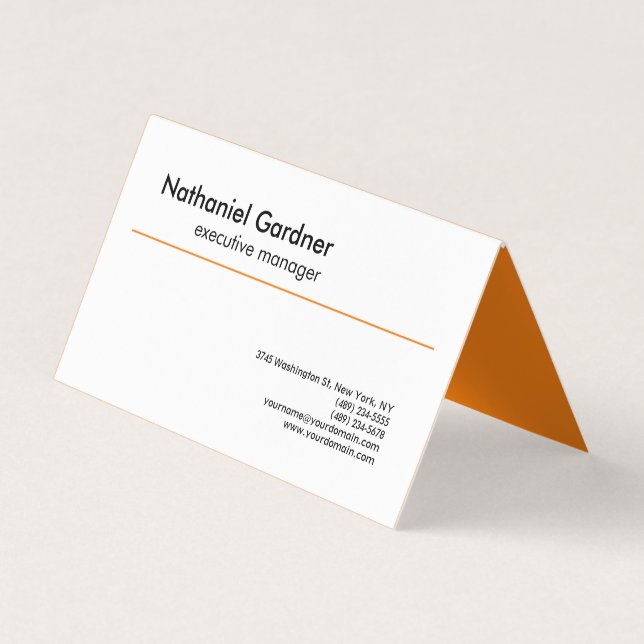 Schlicht kreativ Modernes Minimalistisches Orangen Visitenkarten (Vorderseite)