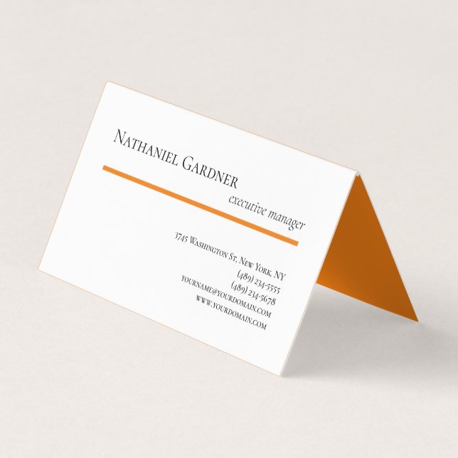 Schlicht kreativ Modernes Minimalistisches Orangen Visitenkarten (Vorderseite)