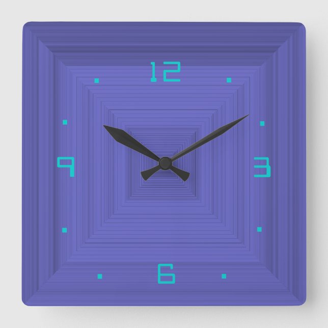 Schlicht Lila mit Aqua>Wall Clock Quadratische Wanduhr (Vorderseite)