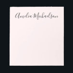 Schlicht modern, minimalistisch, pastellrosa notizblock<br><div class="desc">Modernes,  einfaches,  minimalistisches Notizblock in Pastellrosa mit elegantem,  handgeschriebenem Schriftart in Schwarz.</div>