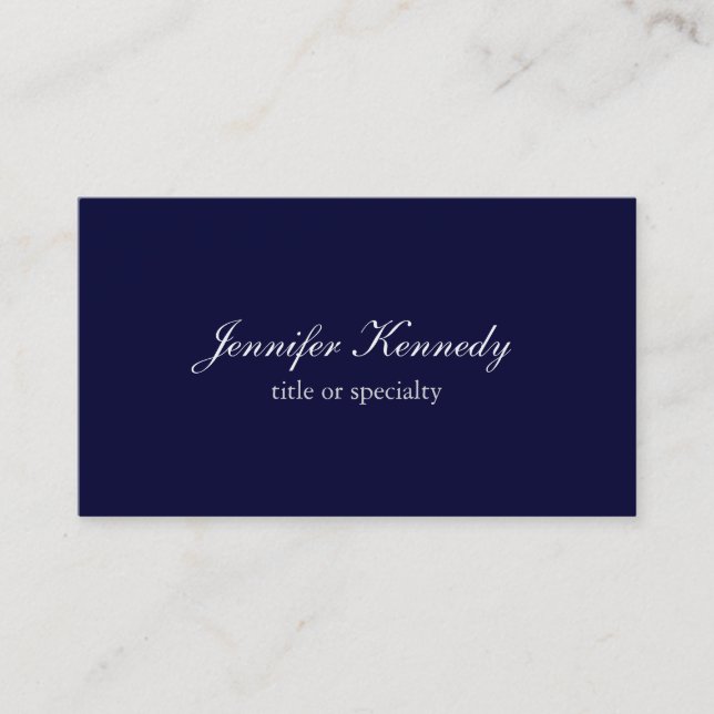 Schlicht Navy Blue Einfache klassische Handschrift Visitenkarte (Vorderseite)