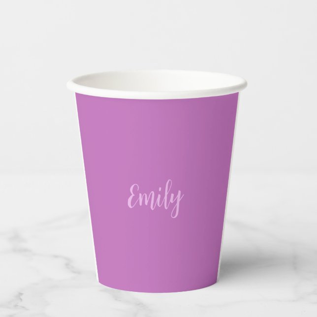 Schlicht Orchid & Lilac Modernes Minimalistisch Pappbecher (Vorderseite)