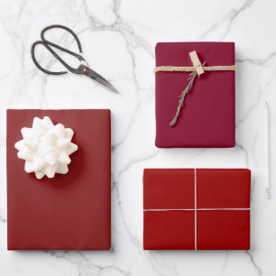 Schlicht Penn Oxblood Crimson Red Shades 3 Tones Geschenkpapier Set