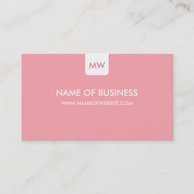 Schlicht Pink Chic Monogram Modern Social Media Visitenkarte (Vorderseite)
