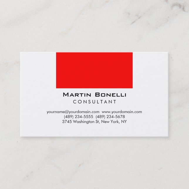 Schlicht Red White Consulting Business Card Visitenkarte (Vorderseite)