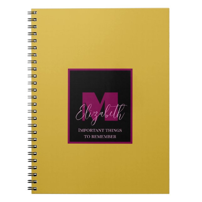 Schlicht-Rosa-Monogramm-Individuelle Name Notizblock (Vorderseite)