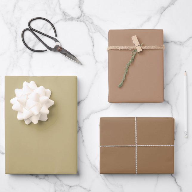 Schlicht Sand Taupe Dirt Tan Shades 3 Tones Geschenkpapier Set (Vorderseite)