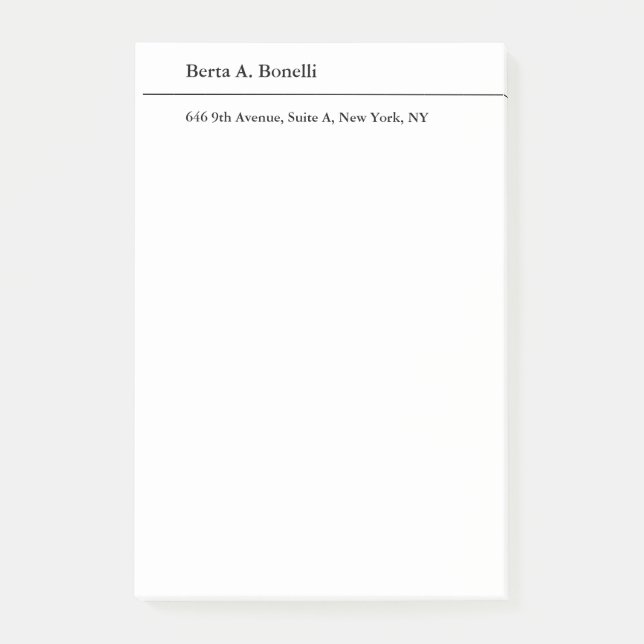 Schlicht Schwarz-weiße Minimalistisch Moderne Post-it Klebezettel (Vorderseite)