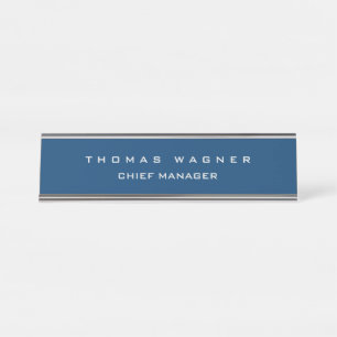 Schlicht Simple Blue Trendy Minimalistisch Classy Schreibtischnamensplakette