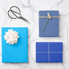 Schlicht Sky Yonder Cerulean Blue Shades 3 Tones Geschenkpapier Set