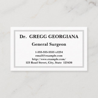 Schlichte Allgemeine Visitenkarte für Chirurgen