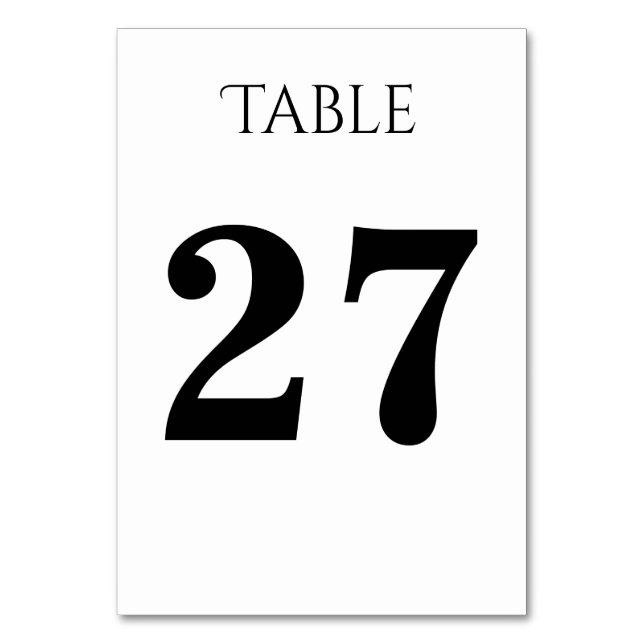Schlichte, anpassbare Tischkarte Tischnummer (Vorderseite)