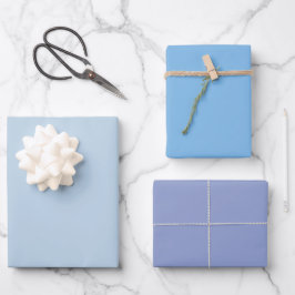 Schlichte Aqua Coal Ceil Blue Shades 3 Tones Geschenkpapier Set
