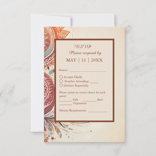 schlichte beige-schicke Hochzeit RSVP Karte (Vorderseite)