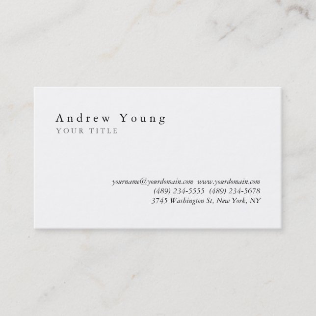 Schlichte Berufliche Business Card Visitenkarte (Vorderseite)