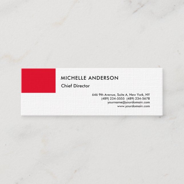 Schlichte Berufliche Minimalistische Linde Red Whi Mini Visitenkarte (Vorderseite)