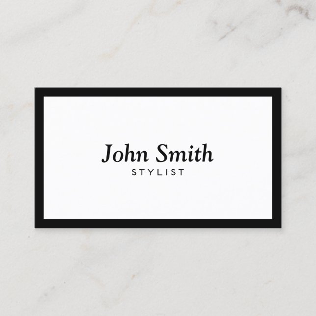 Schlichte Black Border Hair Stylist Business Card Visitenkarte (Vorderseite)