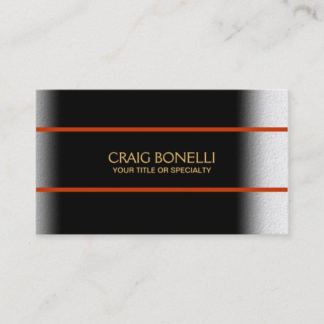 Schlichte Black Gray Orange Gold Business Card Visitenkarte (Vorderseite)